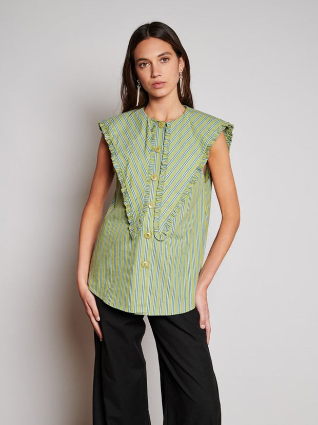 ghospell Josephine Stripe Shirt Olive Green
