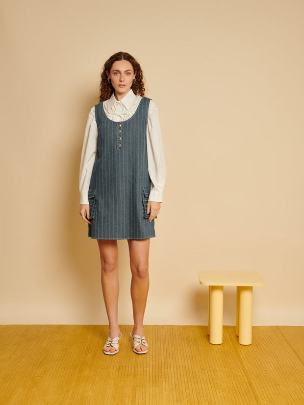 Ghospell Juni Denim Mini Dress Denim Blue