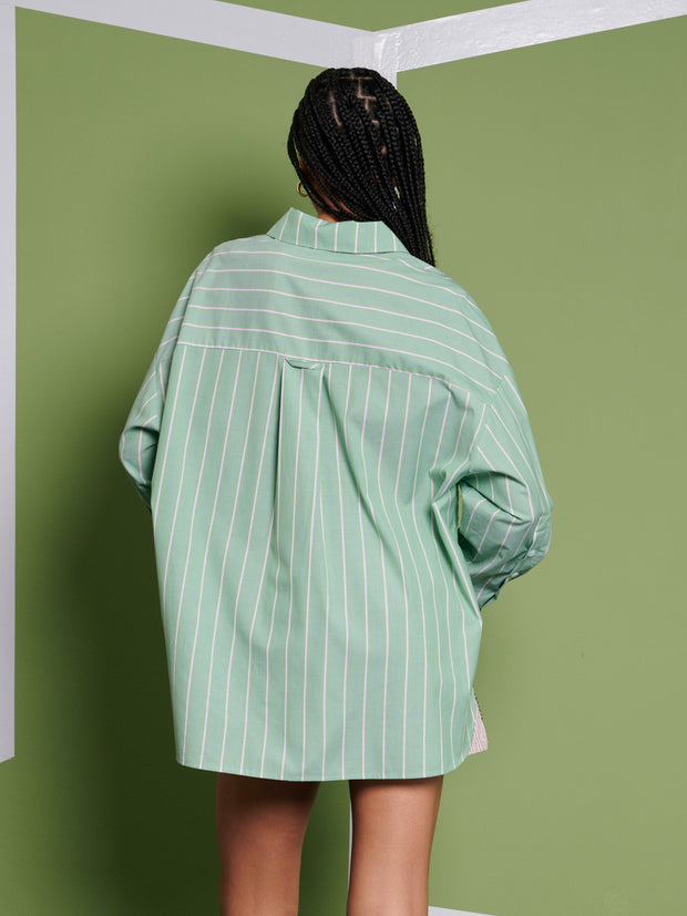Ghospell Katarina Stripe Shirt Cactus Green