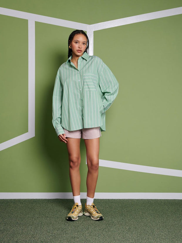 Ghospell Katarina Stripe Shirt Cactus Green