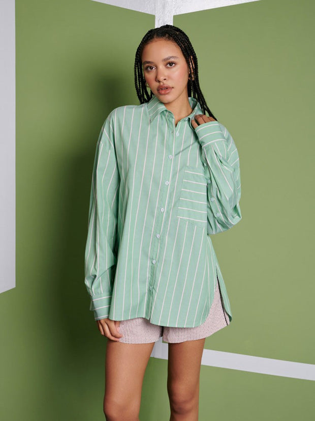 ghospell Katarina Stripe Shirt Cactus Green
