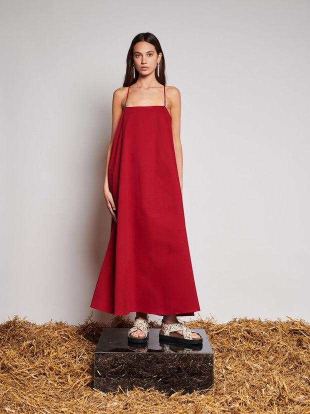 ghospell Keely Midi Dress Carmin Red