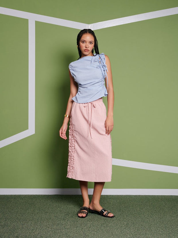 Ghospell Kelly Check Top Baby Blue