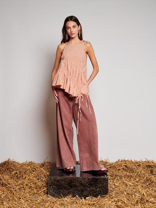 Ghospell Keziah Check Top Pastel Peach