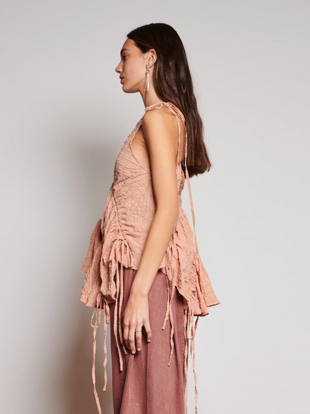 Ghospell Keziah Check Top Pastel Peach