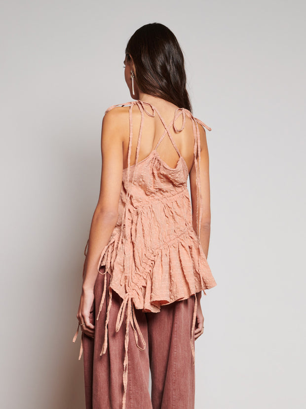 Ghospell Keziah Check Top Pastel Peach