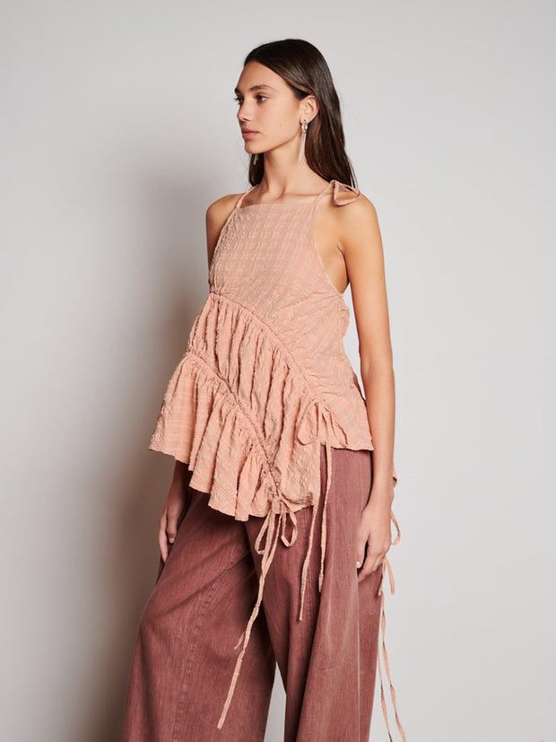 ghospell Keziah Check Top Pastel Peach