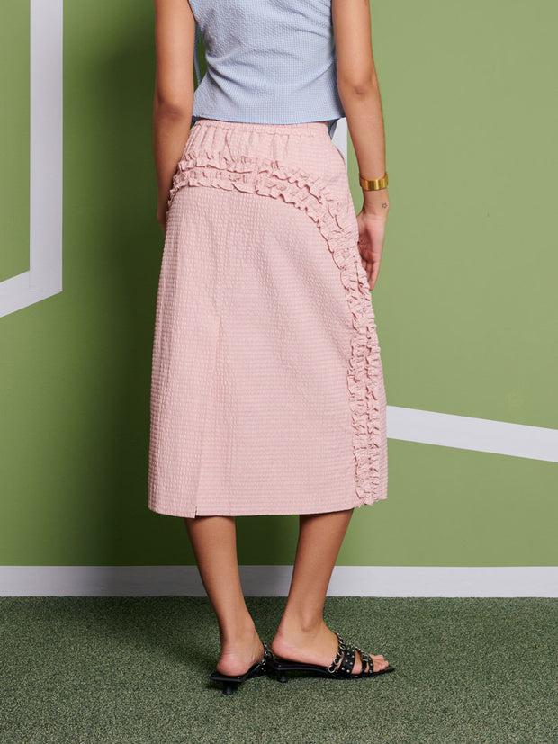 Ghospell Kiera Midi Skirt Peach Pink