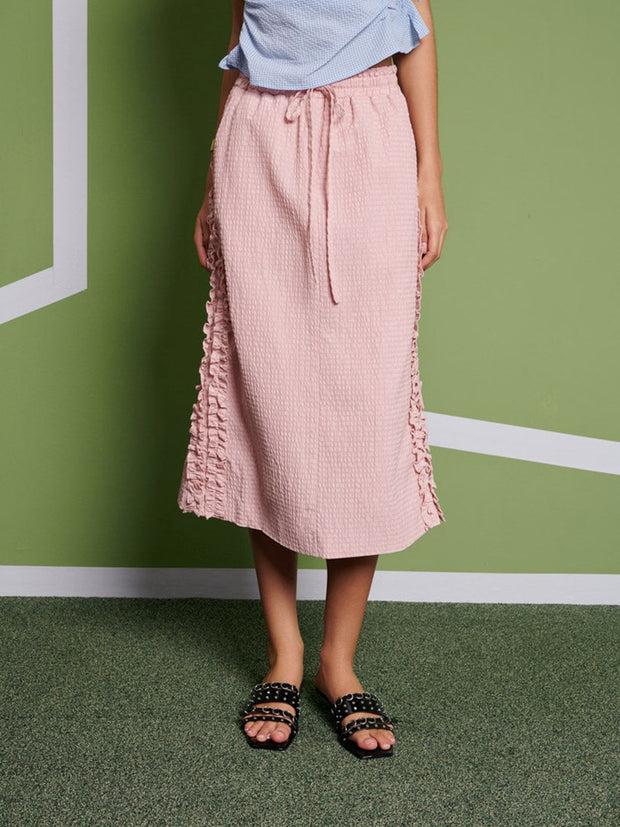 ghospell Kiera Midi Skirt Peach Pink