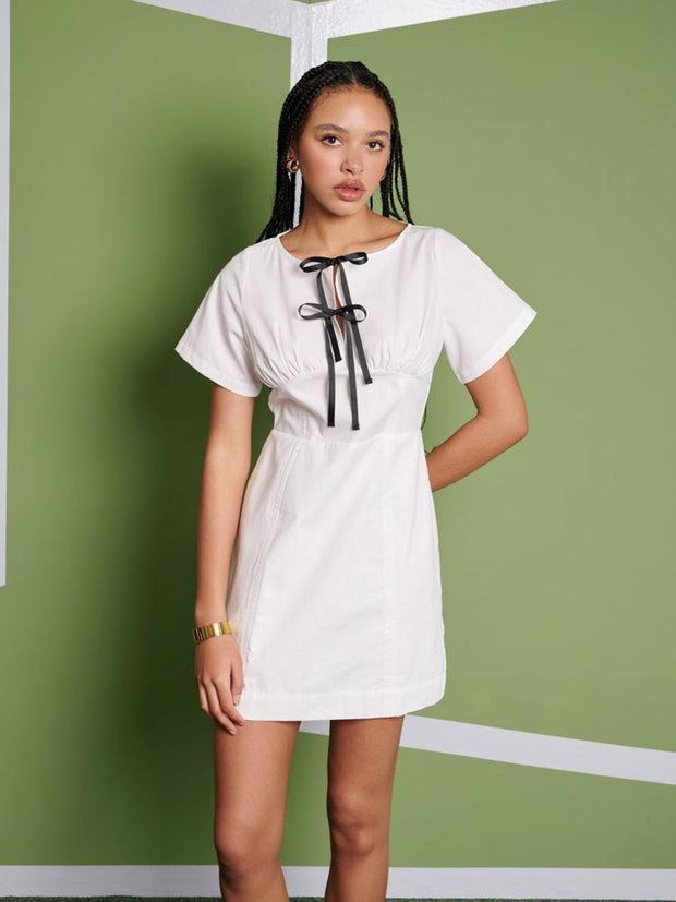 ghospell Laura Mini Dress Pearled White