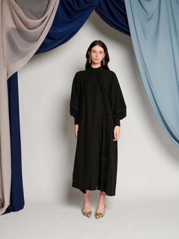 Ghospell Leah Midi Dress Coal Black