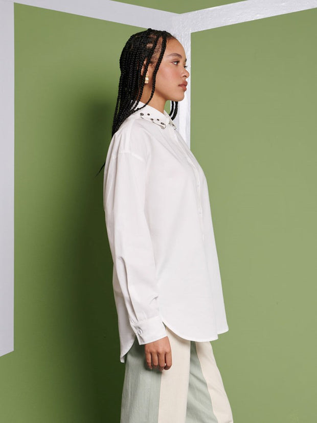Ghospell Maria Oversized Shirt Pearl Ivory
