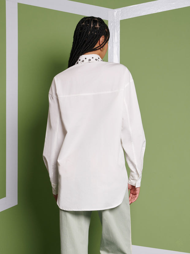Ghospell Maria Oversized Shirt Pearl Ivory