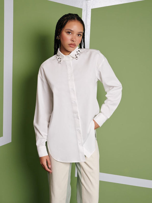 ghospell Maria Oversized Shirt Pearl Ivory