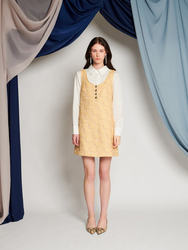 Ghospell Marley Mini Dress Pastel Yellow
