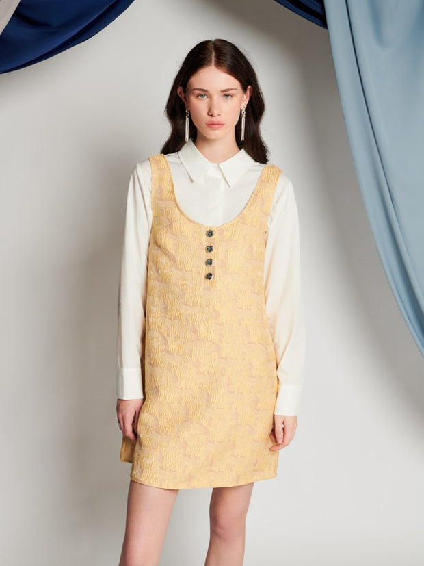 ghospell Marley Mini Dress Pastel Yellow