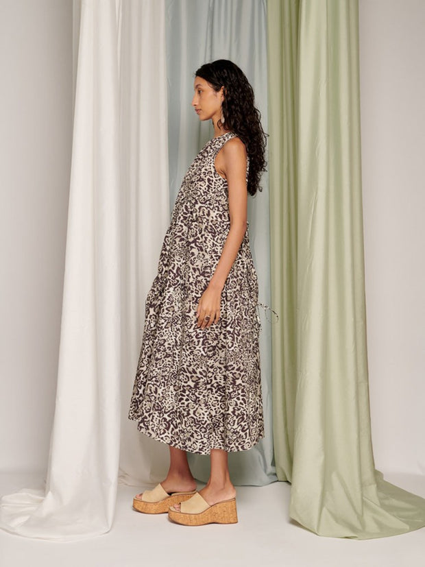 Ghospell Mattie Midi Dress Leopard Tan