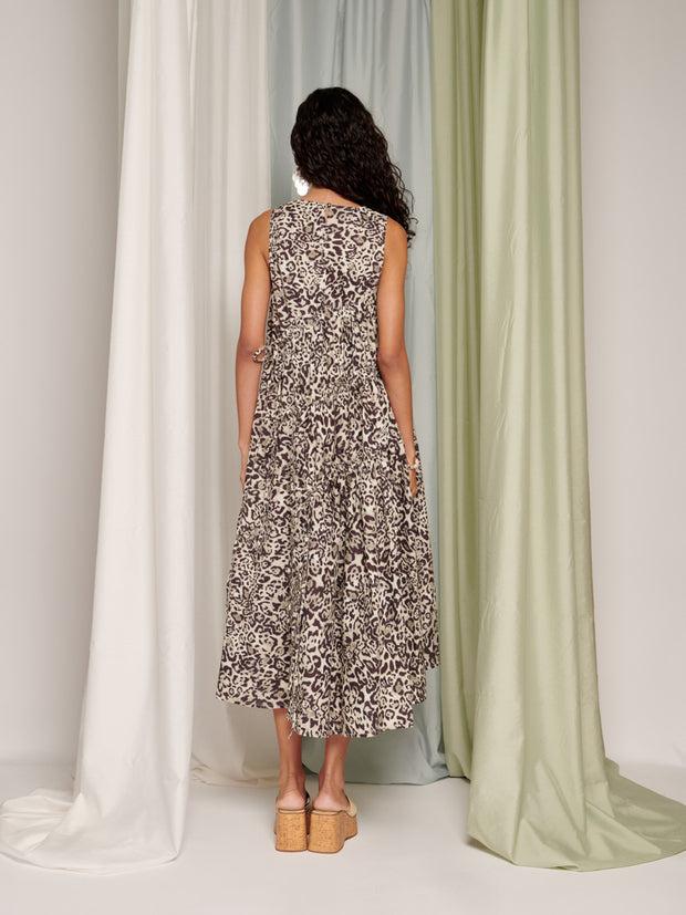 Ghospell Mattie Midi Dress Leopard Tan