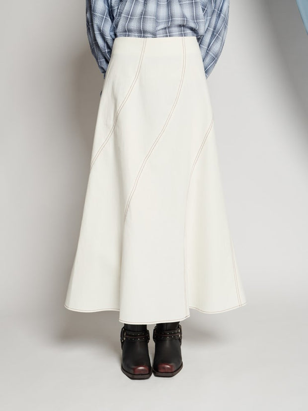 ghospell Meredith Midi Skirt Ivory Cream