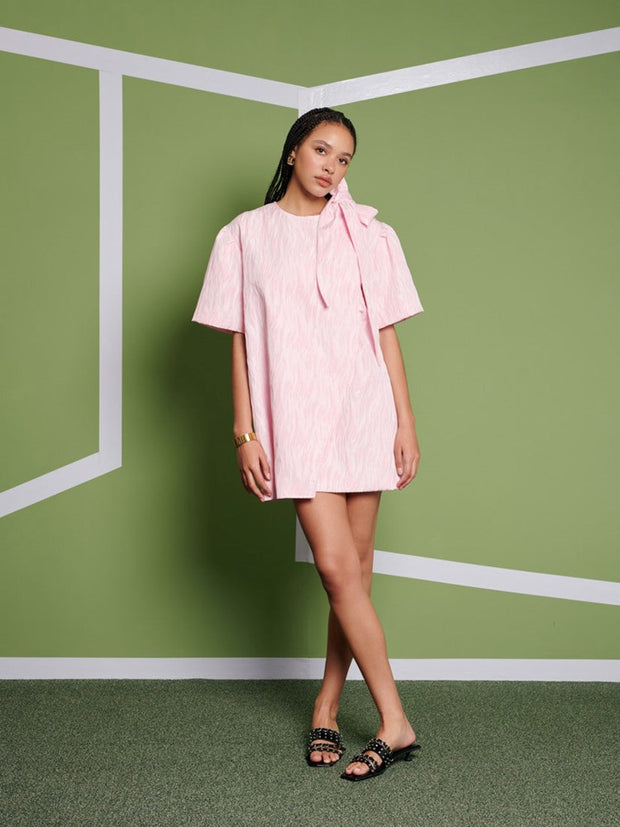 Ghospell Misty Wrap Mini Dress Baby Pink