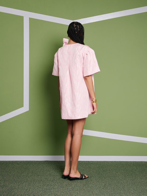 Ghospell Misty Wrap Mini Dress Baby Pink