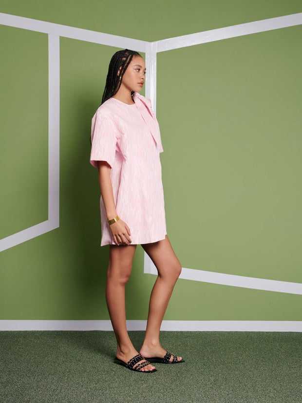 Ghospell Misty Wrap Mini Dress Baby Pink