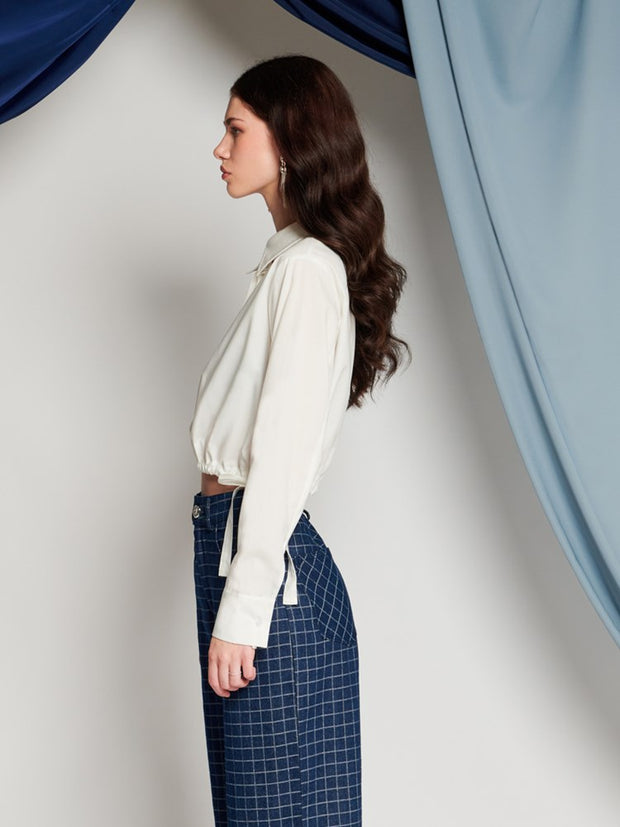 Ghospell Natalia Cropped Shirt Snow White