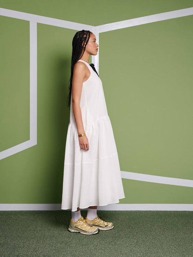 Ghospell Nicola Oversized Midi Dress Pearled White