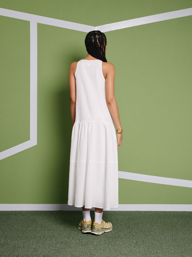 Ghospell Nicola Oversized Midi Dress Pearled White