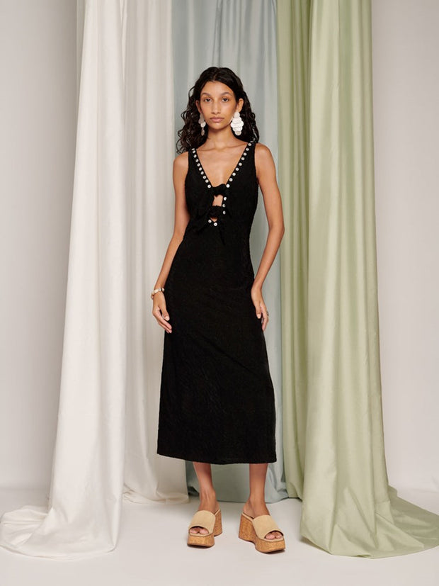 Ghospell Orion Midi Dress Coal Black