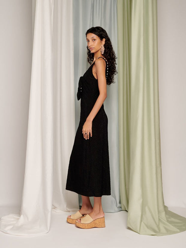 Ghospell Orion Midi Dress Coal Black