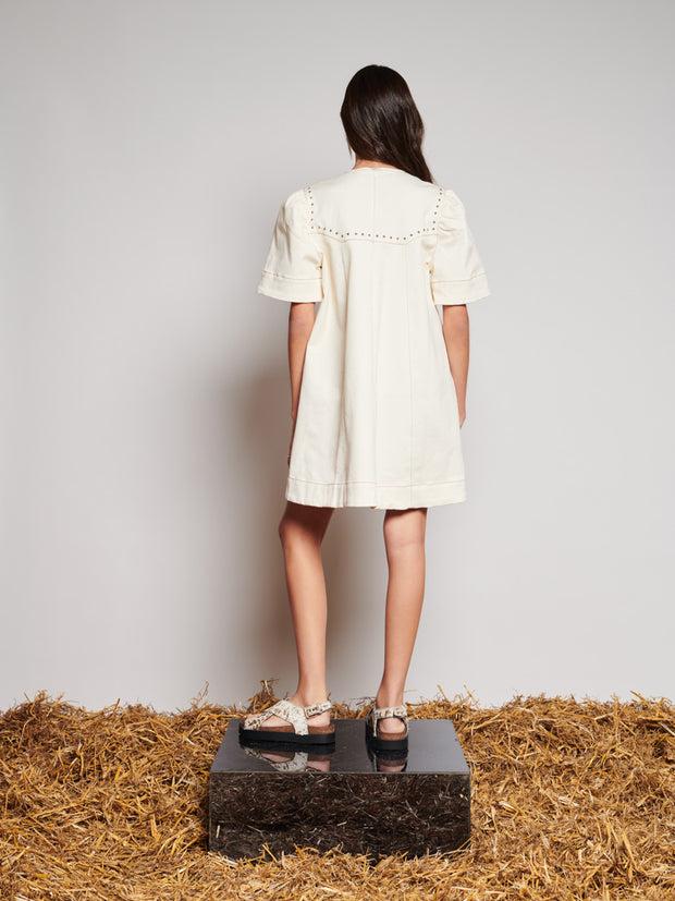 Ghospell Quincey Drill Mini Dress Ivory Cream