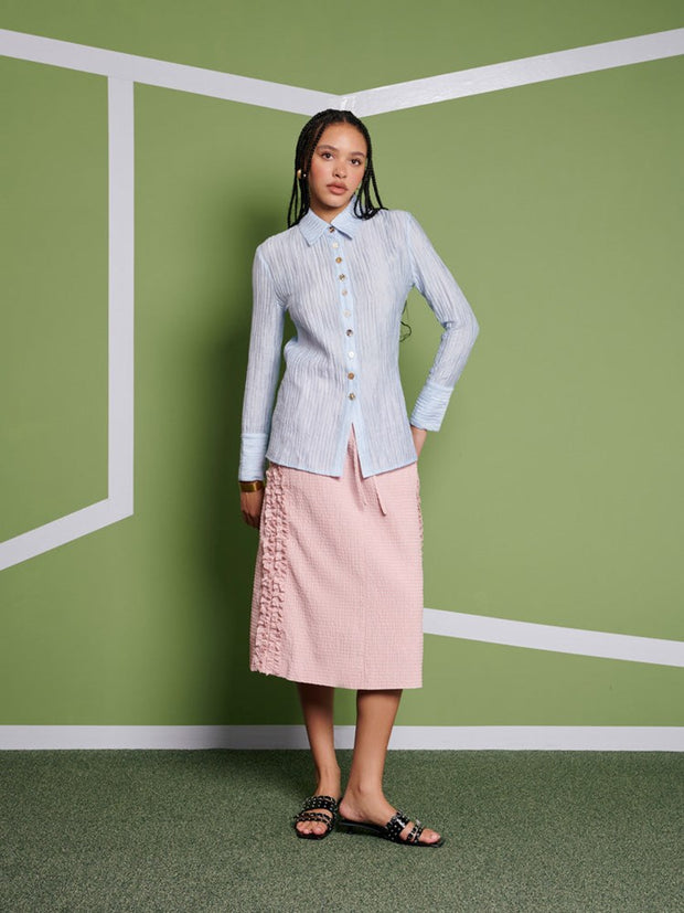 Ghospell Rebecca Fitted Shirt Baby Blue