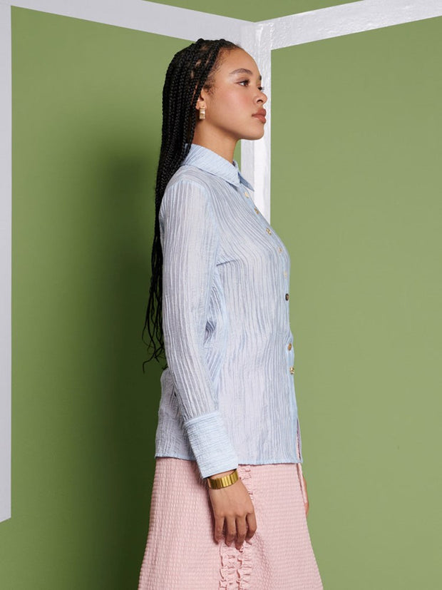 Ghospell Rebecca Fitted Shirt Baby Blue