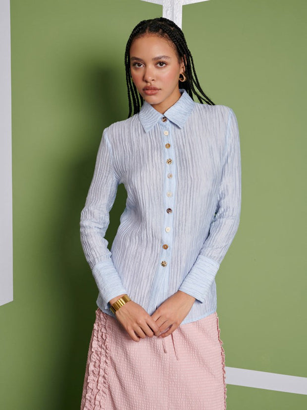 ghospell Rebecca Fitted Shirt Baby Blue