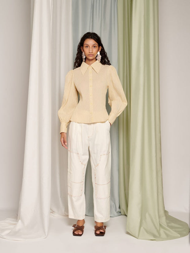 Ghospell Samira Stripe Shirt Butter Yellow