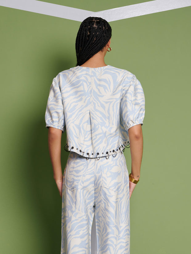 Ghospell Serena Zebra Top Baby Blue