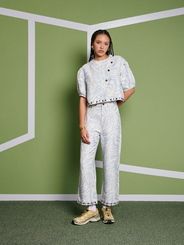 Ghospell Serena Zebra Trousers Baby Blue