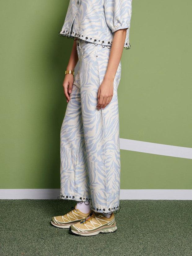 Ghospell Serena Zebra Trousers Baby Blue