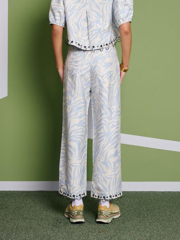 Ghospell Serena Zebra Trousers Baby Blue