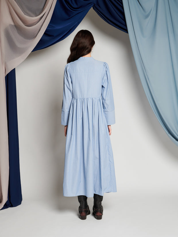 Ghospell Sheena Stripe Midi Dress Baby Blue