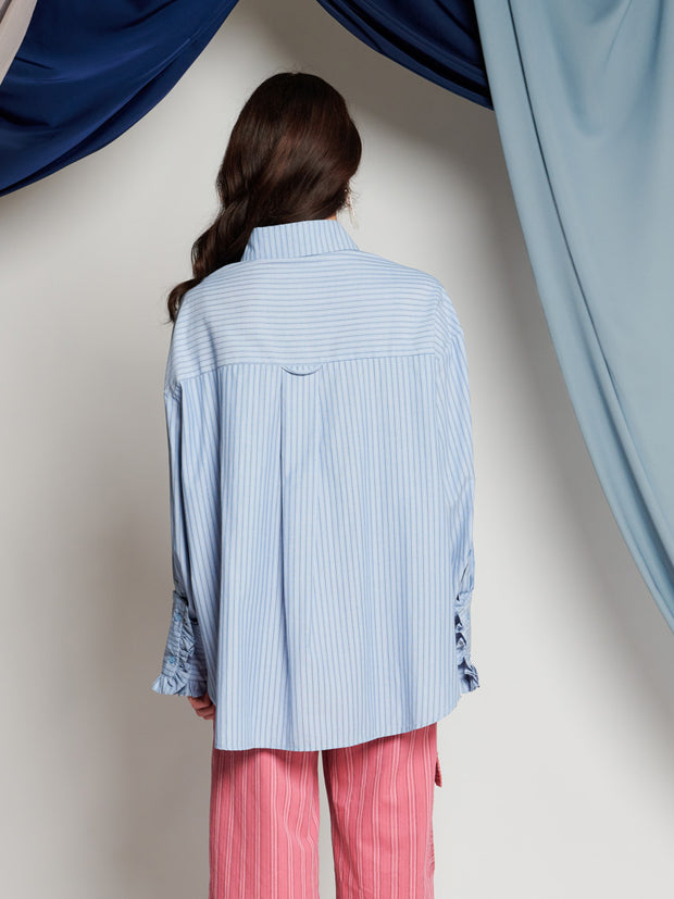 Ghospell Sheena Stripe Shirt Baby Blue