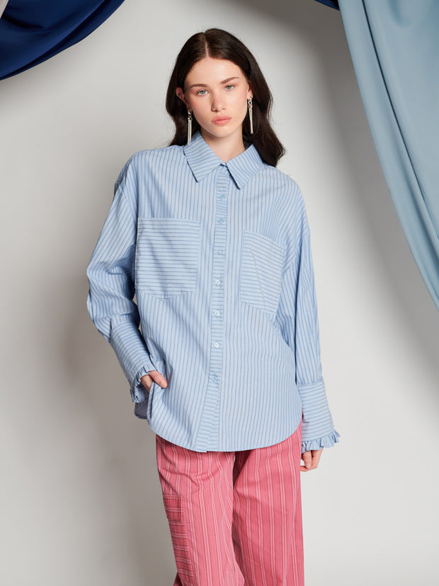 ghospell Sheena Stripe Shirt Baby Blue