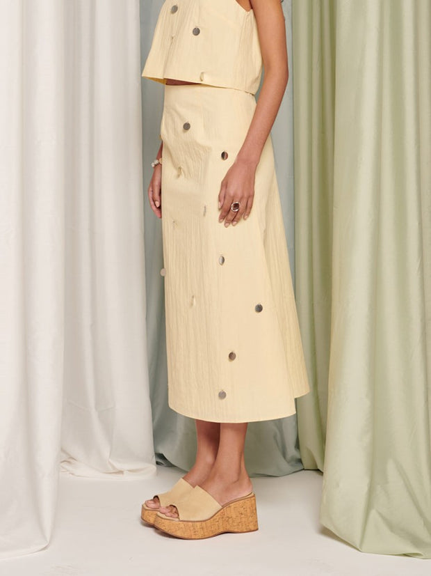 Ghospell Solana Midi Skirt Butter Yellow