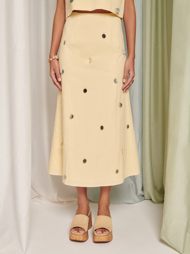 ghospell Solana Midi Skirt Butter Yellow