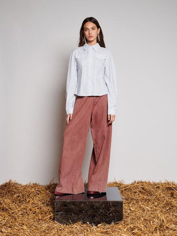 Ghospell Tali Stripe Shirt Cornflower Blue
