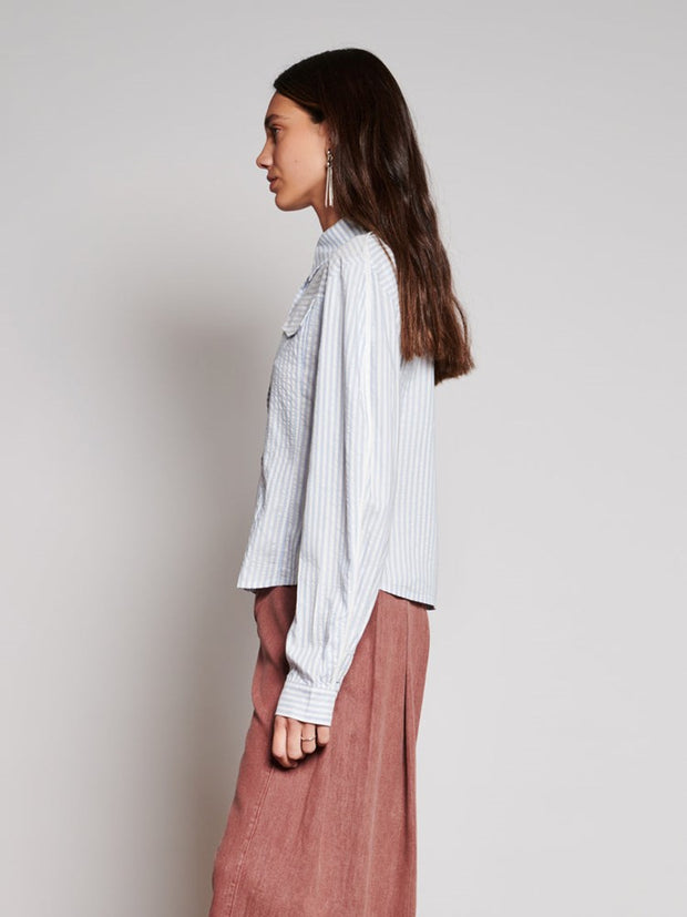 Ghospell Tali Stripe Shirt Cornflower Blue