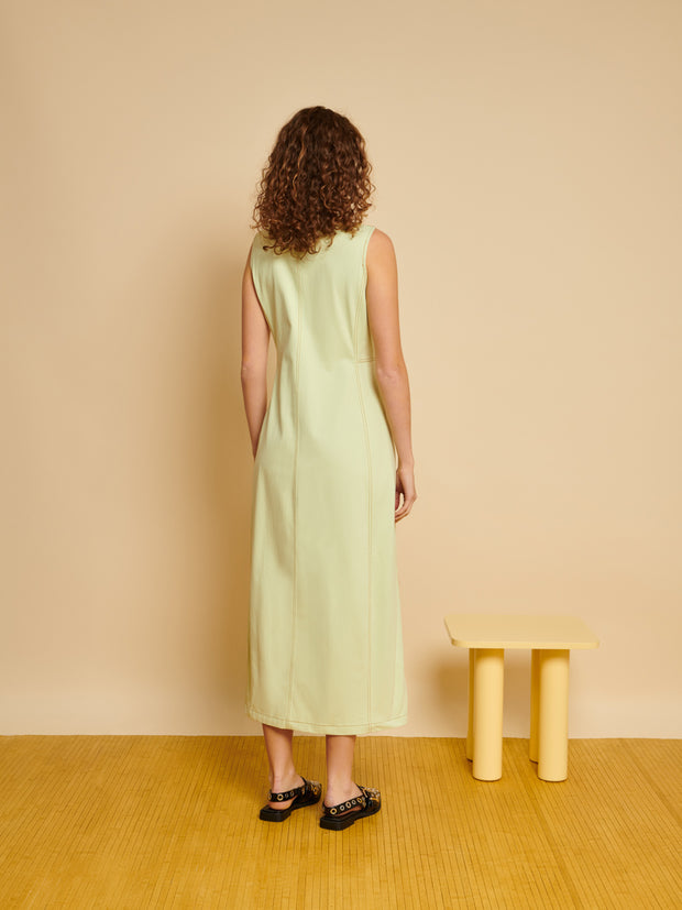 Ghospell Tilda Midi Dress Pastel Lime Green
