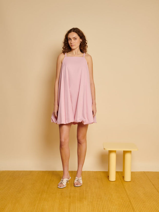 Ghospell Tuva Bubble Mini Dress Baby Pink