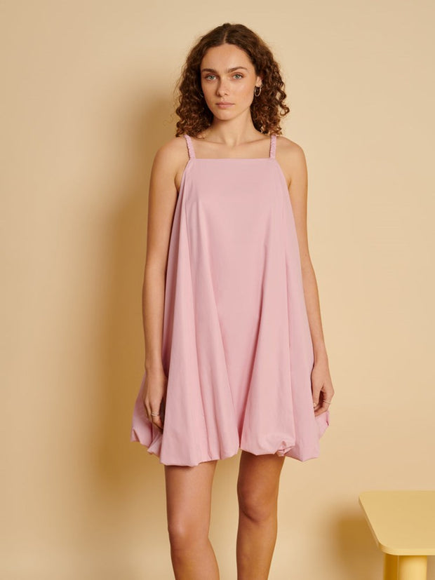 ghospell Tuva Bubble Mini Dress Baby Pink